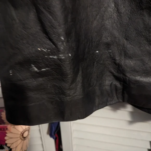 Black Leather Trench Coat - Picture 3 of 6